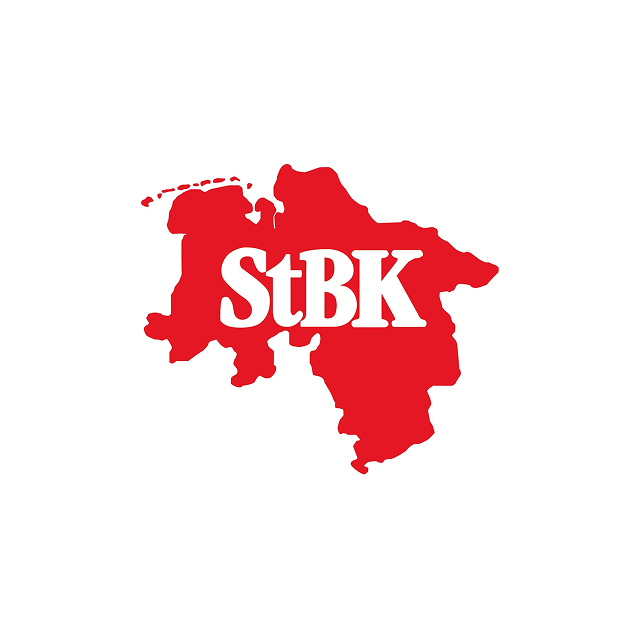 Das Bild zeigt eine stilisierte Karte eines geografischen Gebiets in Rot mit dem Kürzel "StBk" in weißer Schrift, das sich zentral auf der Karte befindet.